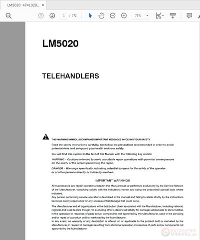 New Holland LM5020 TELEHANDLERS Service Repair Manual 47410202NA