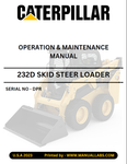 OPERATION & MAINTENANCE MANUAL - (CAT) CATERPILLAR 232D SKID STEER LOADER S/N DPR - PDF FILE DOWNLOAD