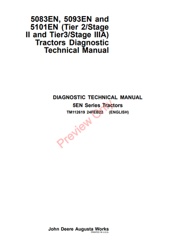John Deere 5083EN, 5093EN, 5101EN Tractor Diagnostic And Test Service Manual TM112619 - PDF File Download
