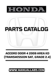 HONDA ACCORD DOOR 4 2009 AREA KD (TRANSMISSION 5AT, GRADE 2.4) PARTS CATALOG MANUAL - PDF DOWNLOAD
