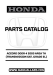 HONDA ACCORD DOOR 4 2003 AREA TH (TRANSMISSION 5AT, GRADE EL) PARTS CATALOG MANUAL - PDF DOWNLOAD