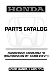 HONDA ACCORD DOOR 4 2009 AREA FO (TRANSMISSION 5AT, GRADE 2.0 VTI) PARTS CATALOG MANUAL - PDF DOWNLOAD