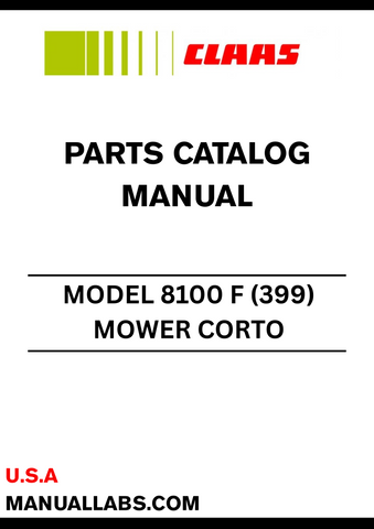 CLAAS MOWER CORTO 8100 F (399) PARTS CATALOGUE MANUAL S/N 39901015 - 39999999