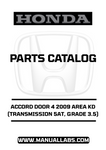 HONDA ACCORD DOOR 4 2009 AREA KD (TRANSMISSION 5AT, GRADE 3.5) PARTS CATALOG MANUAL - PDF DOWNLOAD