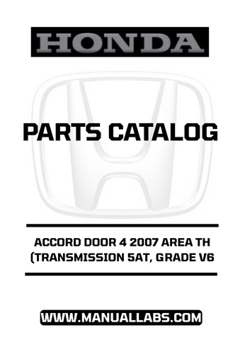 HONDA ACCORD DOOR 4 2007 AREA TH (TRANSMISSION 5AT, GRADE V6) PARTS CATALOG MANUAL - PDF DOWNLOAD