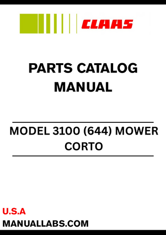 CLAAS MOWER CORTO 3100 (644) PARTS CATALOGUE MANUAL S/N 64401001 - 64499999