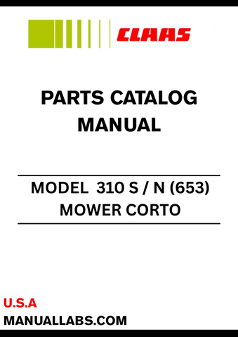 CLAAS MOWER CORTO 310 S / N (653) PARTS CATALOGUE MANUAL S/N 65301001 - 65399999