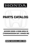 HONDA ACCORD DOOR 4 2008 AREA ID (TRANSMISSION 5AT, GRADE V6) PARTS CATALOG MANUAL - PDF DOWNLOAD