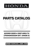 HONDA ACCORD DOOR 4 2007 AREA TH (TRANSMISSION 5AT, GRADE E) PARTS CATALOG MANUAL - PDF DOWNLOAD