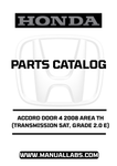 HONDA ACCORD DOOR 4 2008 AREA TH (TRANSMISSION 5AT, GRADE 2.0 E) PARTS CATALOG MANUAL - PDF DOWNLOAD