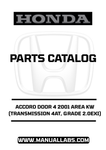 HONDA ACCORD DOOR 4 2001 AREA KW (TRANSMISSION 4AT, GRADE 2.0EXI) PARTS CATALOG MANUAL - PDF DOWNLOAD