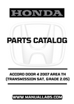 HONDA ACCORD DOOR 4 2007 AREA TH (TRANSMISSION 5AT, GRADE 2.0S) PARTS CATALOG MANUAL - PDF DOWNLOAD
