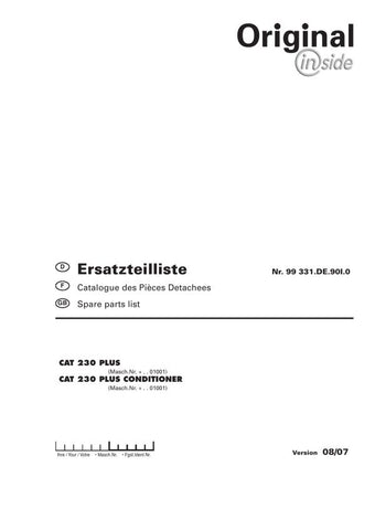 Discover the essential Pöttinger Agricultural CAT 230 Plus Conditioner Parts Catalog Manual, now available in a convenient PDF format. This comprehensive manual is designed to provide you with detailed information on all parts and components of the CAT 230 Plus, ensuring you have everything you need for efficient maintenance and repairs.