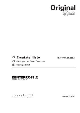 Discover the comprehensive Pöttinger Agricultural Ernteprofi 2 Parts Catalog Manual, now available in a convenient PDF format. This essential resource is designed for farmers and agricultural professionals seeking detailed information on Pöttinger's innovative machinery and equipment.