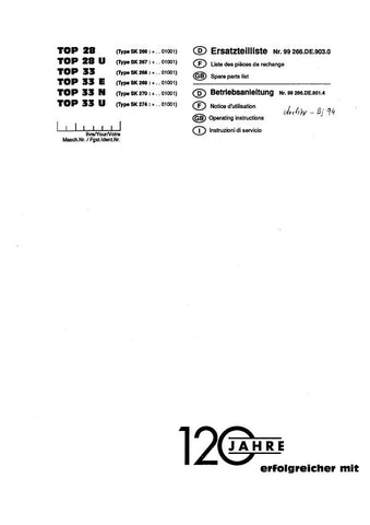 Discover the ultimate resource for your Pöttinger Agricultural Top 28, 33 U E N equipment with our comprehensive Parts Catalog Manual. This PDF file is meticulously designed to provide you with detailed diagrams and specifications, ensuring you have all the information you need for efficient maintenance and repairs.