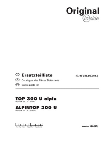 Discover the ultimate resource for your Pöttinger Agricultural Top Alpintop 300 U with our comprehensive Parts Catalog Manual in PDF format. This essential guide provides detailed diagrams and specifications, ensuring you have all the information you need to maintain and repair your equipment efficiently.