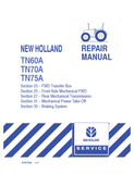New Holland TN60A, TN70A, TN75A Tractors Service Repair Manual 87047548, 87047547, 87047549