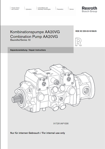 Rexroth 10 Series AA20VG Combination Pump Repair Instructions Manual 917261 - PDF File Download