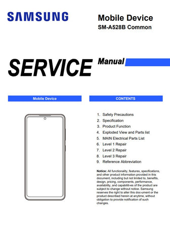 Unlock the full potential of your Samsung Galaxy A52S 5G with our comprehensive service manual (SM-A528B) in PDF format. This essential guide provides detailed instructions, troubleshooting tips, and maintenance advice to ensure your device operates at peak performance. Whether you're a tech enthusiast or a professional technician, this manual is designed to help you navigate repairs and enhancements with ease, making it a must-have resource for anyone looking to extend the life of their smartphone.