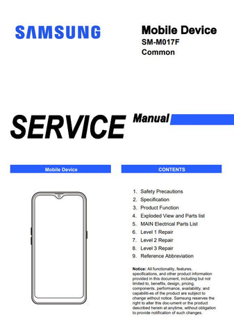 1. Unlock the full potential of your Samsung Galaxy M01S with our comprehensive service manual (SM-M017F) in PDF format. This essential guide provides detailed instructions, troubleshooting tips, and repair procedures, ensuring you can maintain and optimize your device with ease. Whether you're a technician or a DIY enthusiast, this manual is your go-to resource for efficient repairs and maintenance, helping you save time and money while keeping your smartphone in top condition. Download now and take the