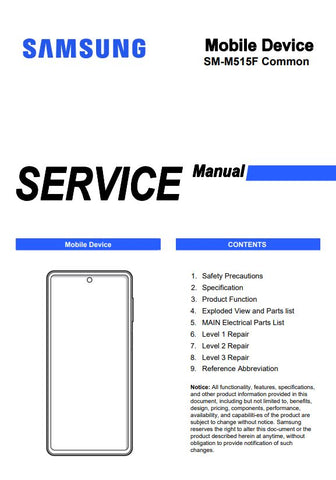 Unlock the full potential of your Samsung Galaxy M51 with our comprehensive Service Manual (SM-M515F) in PDF format. This essential guide provides detailed instructions, troubleshooting tips, and technical specifications to help you maintain and repair your device with confidence. Whether you're a technician or a DIY enthusiast, this manual is your go-to resource for ensuring optimal performance and longevity of your smartphone. Download now and take the first step towards mastering your Galaxy M51!
