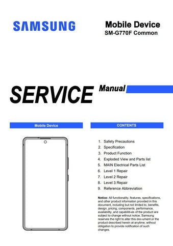 Unlock the full potential of your Samsung Galaxy S10 Lite with our comprehensive service manual (SM-G770F) in PDF format. This essential guide provides detailed instructions, troubleshooting tips, and maintenance procedures to ensure your device operates at peak performance. Whether you're a tech enthusiast or a professional technician, this manual is designed to help you navigate repairs and enhancements with ease, making it a must-have resource for anyone looking to extend the life of their smartphone. Do
