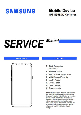 Unlock the full potential of your Samsung Galaxy S8+ with our comprehensive service manual (SM-G955D, SM-G955J) in PDF format. This essential guide provides detailed instructions, troubleshooting tips, and maintenance procedures to ensure your device operates at peak performance. Whether you're a tech enthusiast or a professional technician, this manual is your go-to resource for repairs and upgrades, making it easier than ever to keep your smartphone in top condition. Download now and take control of your