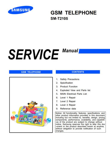 Unlock the full potential of your Samsung Galaxy Tab 3 7.0 with our comprehensive Kid Service Manual (SM-T2105) in PDF format. This essential guide provides detailed troubleshooting tips, repair instructions, and maintenance advice tailored specifically for the needs of young users. Whether you're a parent looking to ensure your child's device runs smoothly or a technician seeking reliable information, this manual is your go-to resource for keeping the Galaxy Tab 3 in top condition. Download now and empower