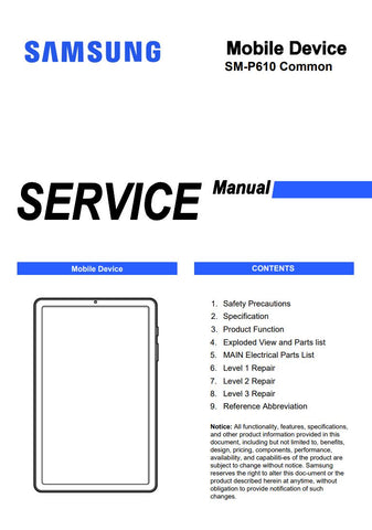 Unlock the full potential of your Samsung Galaxy Tab S6 Lite with the comprehensive Service Manual (SM-P610) in PDF format. This essential guide provides detailed instructions, troubleshooting tips, and maintenance procedures to ensure your device operates at peak performance. Whether you're a tech enthusiast or a professional, this manual is your go-to resource for maximizing the functionality and longevity of your tablet. Don't miss out on the opportunity to enhance your device experience download your