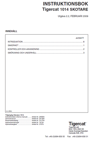 TIGERCAT 1014 FORWARDER USER MANUAL