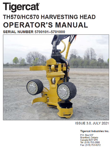 TIGERCAT TH570 HARVESTING HEAD USER MANUAL