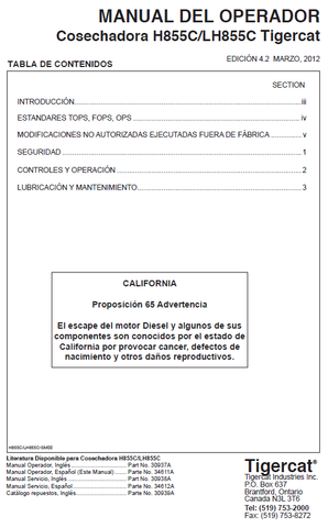 TIGERCAT LH855C USER MANUAL