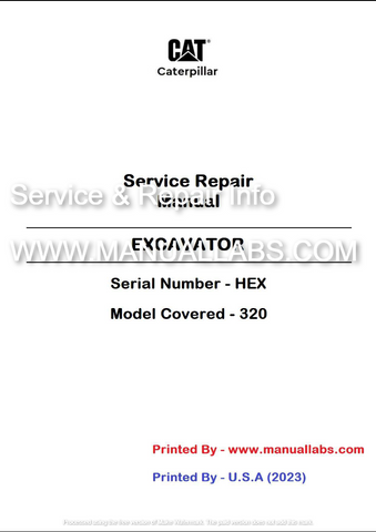 SERVICE REPAIR MANUAL - (CAT) CATERPILLAR 320 EXCAVATOR S/N HEX - PDF File DOWNLOAD