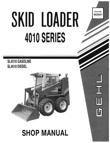 Get the ultimate service manual, designed for the Gehl Skid Loader (4010 Series). Download the 903931 PDF file for a comprehensive view of servicing and repair procedures. Clear technical diagrams and easy-to-follow instructions make it a must-have for anyone who needs to service and repair the SL4510 and SL4610 models.
