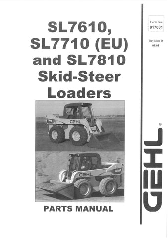 SL7610, SL7710 (EU), SL7810 - GEHL Skid Steer Loader Parts Catalog Manual PDF Download