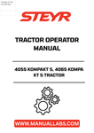 Enhance your operational efficiency with the STEYR 4055 KOMPAKT S and 4065 KOMPAKT S Tractor Operator Manual. This comprehensive guide is designed to provide you with essential information and insights to maximize the performance of your tractor. With clear instructions and detailed illustrations, you’ll navigate your machine’s features with ease.
