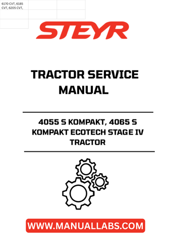 Ensure your STEYR 4055 S KOMPAKT and 4065 S KOMPAKT ECOTECH STAGE IV tractors are always in peak condition with the comprehensive service manual (part number 51505363). This essential guide provides detailed instructions and specifications, making maintenance and repairs straightforward and efficient.