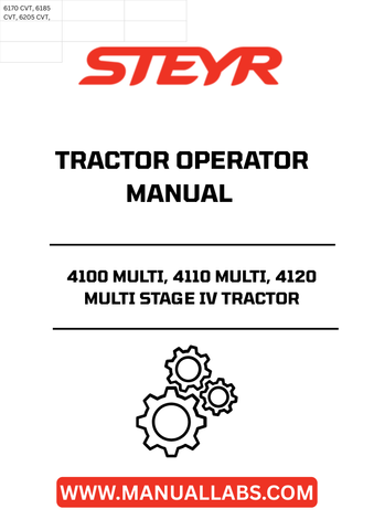 Enhance your operational efficiency with the STEYR 4100 MULTI, 4110 MULTI, and 4120 MULTI Stage IV Tractor Operator Manual. This comprehensive guide is designed to provide you with essential information and insights to maximize the performance of your tractor. With clear instructions and detailed illustrations, you can easily navigate through the features and functionalities of your machine.