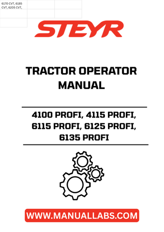 Discover the essential STEYR 4100 PROFI, 4115 PROFI, 6115 PROFI, 6125 PROFI, and 6135 PROFI Tractor Operator Manual (6-84301). This comprehensive guide is designed to enhance your understanding and operation of these powerful tractors, ensuring you get the most out of your investment.
