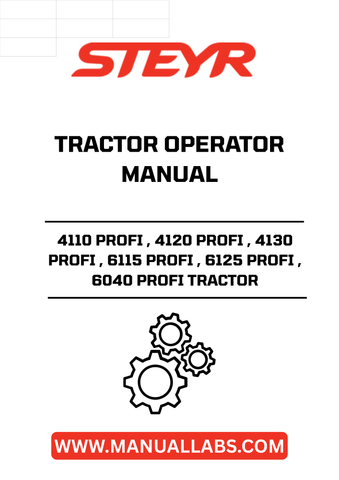 Discover the essential STEYR Tractor Operator Manual, designed specifically for the 4110 PROFI, 4120 PROFI, 4130 PROFI, 6115 PROFI, 6125 PROFI, and 6040 PROFI models. This comprehensive guide provides detailed instructions and insights to help you maximize the performance and efficiency of your tractor.