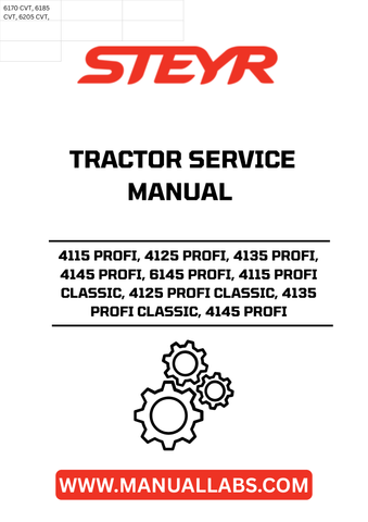 Unlock the full potential of your STEYR tractor with the comprehensive Service Manual for models 4115 PROFI, 4125 PROFI, 4135 PROFI, 4145 PROFI, 6145 PROFI, and their CLASSIC counterparts. This essential guide, part number 51666772, is designed to provide you with detailed insights and instructions for maintenance, troubleshooting, and repairs, ensuring your tractor operates at peak performance.