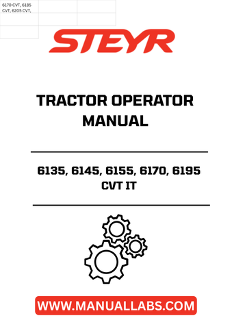 Discover the essential STEYR 6135, 6145, 6155, 6170, 6195 CVT IT Tractor Operator Manual (6-37063), designed to enhance your operational efficiency and ensure optimal performance of your tractor. This comprehensive guide provides detailed instructions, maintenance tips, and troubleshooting advice tailored specifically for your model, making it an invaluable resource for both novice and experienced operators.
