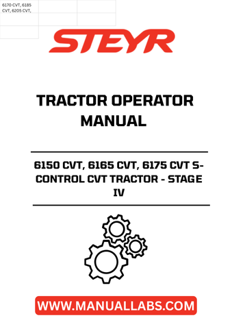 Discover the essential STEYR 6150 CVT, 6165 CVT, and 6175 CVT S-CONTROL CVT Tractor Operator Manual, designed specifically for Stage IV tractors. This comprehensive guide provides operators with the knowledge and insights needed to maximize the performance and efficiency of their machinery.