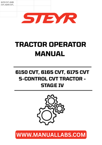 Discover the comprehensive STEYR 6150 CVT, 6165 CVT, and 6175 CVT S-CONTROL CVT Tractor Operator Manual, designed specifically for Stage IV tractors. This essential guide provides detailed instructions and insights to help you maximize the performance and efficiency of your tractor, ensuring you get the most out of your investment.