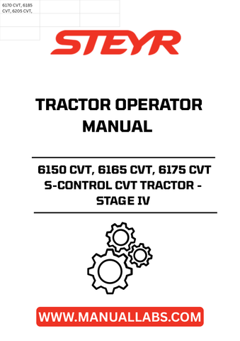 Discover the essential STEYR 6150 CVT, 6165 CVT, and 6175 CVT S-CONTROL CVT Tractor Operator Manual, designed specifically for Stage IV tractors. This comprehensive guide provides operators with the knowledge and insights needed to maximize the performance and efficiency of their machinery.