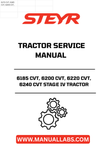 Enhance your maintenance routine with the STEYR 6185 CVT, 6200 CVT, 6220 CVT, and 6240 CVT Stage IV Tractor Service Manual (Part No. 47950214). This comprehensive guide is designed to provide you with all the essential information needed to keep your tractor running smoothly and efficiently.