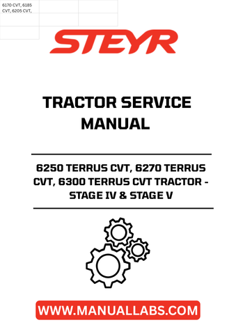 Discover the ultimate resource for maintaining your STEYR 6250, 6270, and 6300 TERRUS CVT tractors with the comprehensive Service Manual (Part No. 51643511). This manual is meticulously designed to cover both Stage IV and Stage V models, ensuring you have the most up-to-date information for optimal performance and longevity.