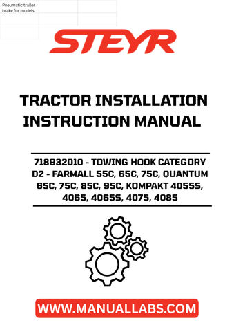 Introducing the STEYR 718932010 Towing Hook, designed specifically for a range of STEYR tractors including the Farmall 55C, 65C, 75C, Quantum 65C, 75C, 85C, 95C, and Kompakt 4055S, 4065, 4065S, 4075, and 4085 models. This high-quality towing hook is engineered to enhance your tractor's versatility, allowing you to easily attach and tow various implements and trailers with confidence.