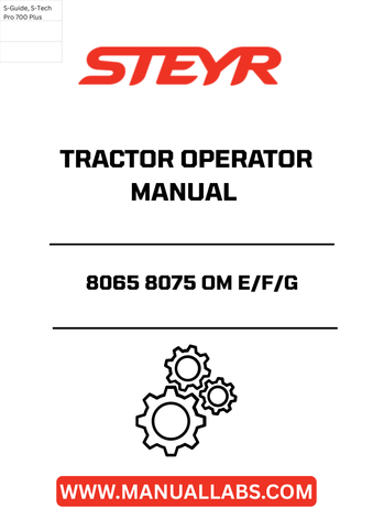 Enhance your operational efficiency with the STEYR 8065 8075 OM E/F/G Tractor Operator Manual (1TS242-88). This comprehensive guide is designed specifically for STEYR tractor models, providing you with essential information to maximize performance and ensure safe operation.