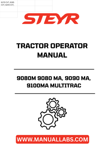 Discover the essential STEYR 9080M, 9080 MA, 9090 MA, and 9100 MA Multitrac Tractor Operator Manual (6-83240), designed to enhance your operational efficiency and ensure optimal performance of your tractor. This comprehensive guide provides detailed instructions, maintenance tips, and troubleshooting advice tailored specifically for these models, making it an indispensable resource for both new and experienced operators.